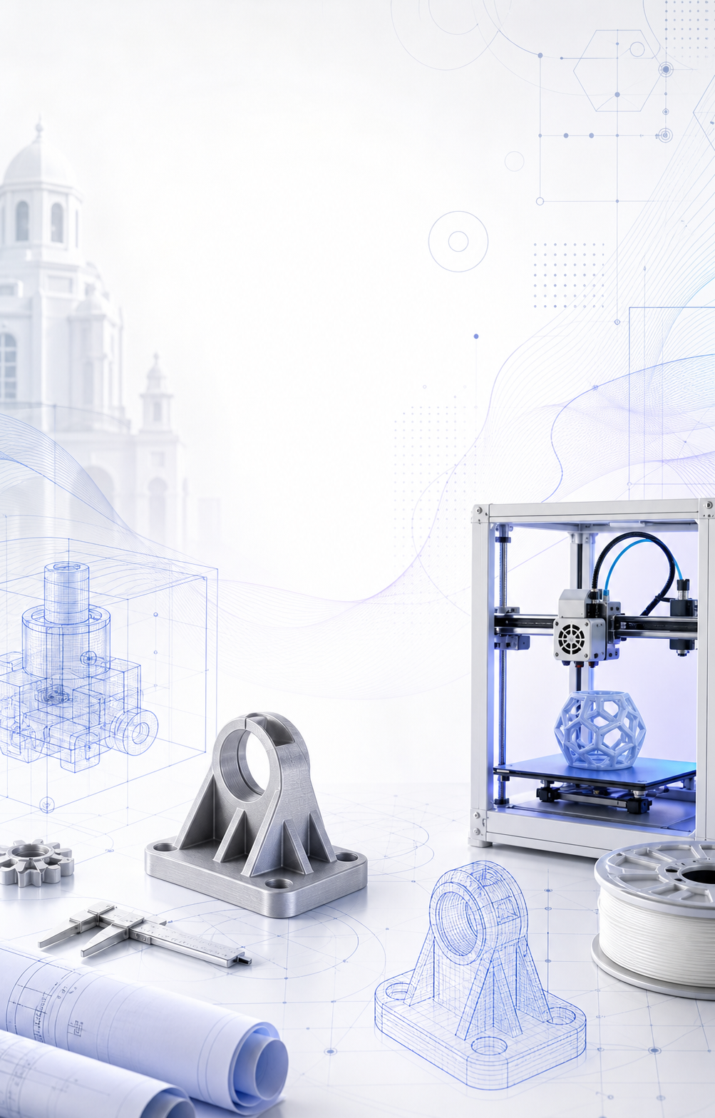 Abstract mechanical engineering and CAD profile background